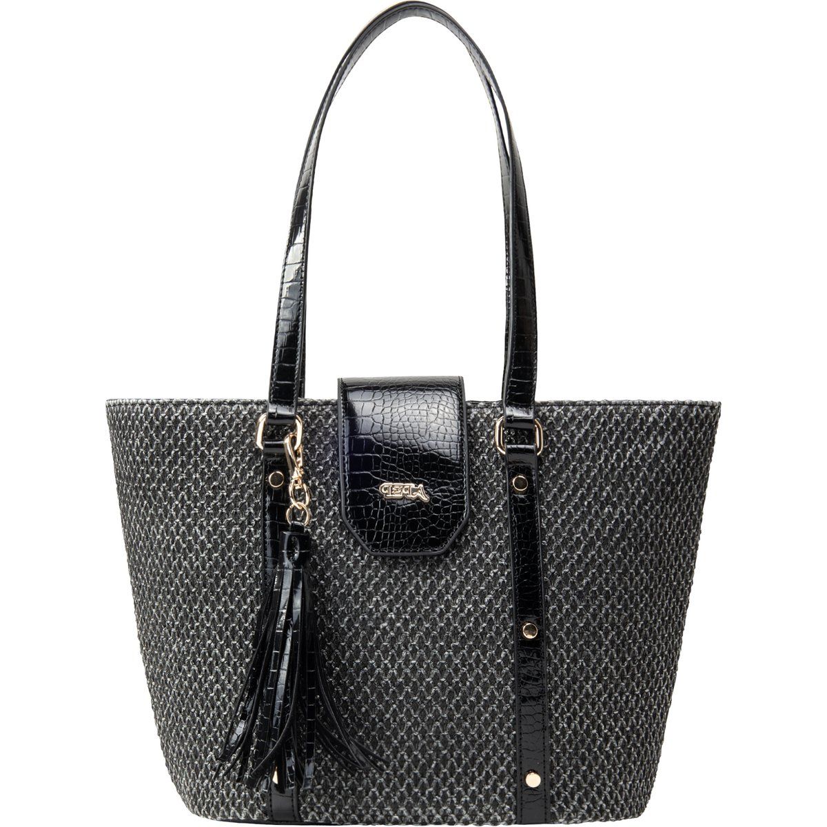 IZIA Shopper-Tasche Damen schwarz/beige