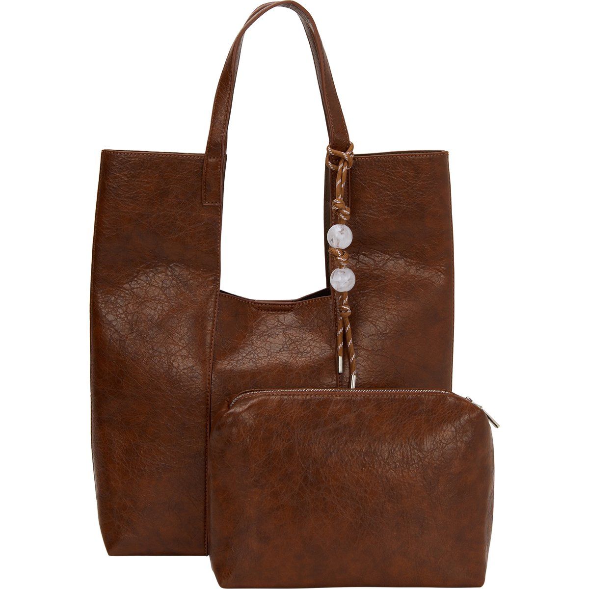 Braunes Handtaschen-Set aus Kunstleder