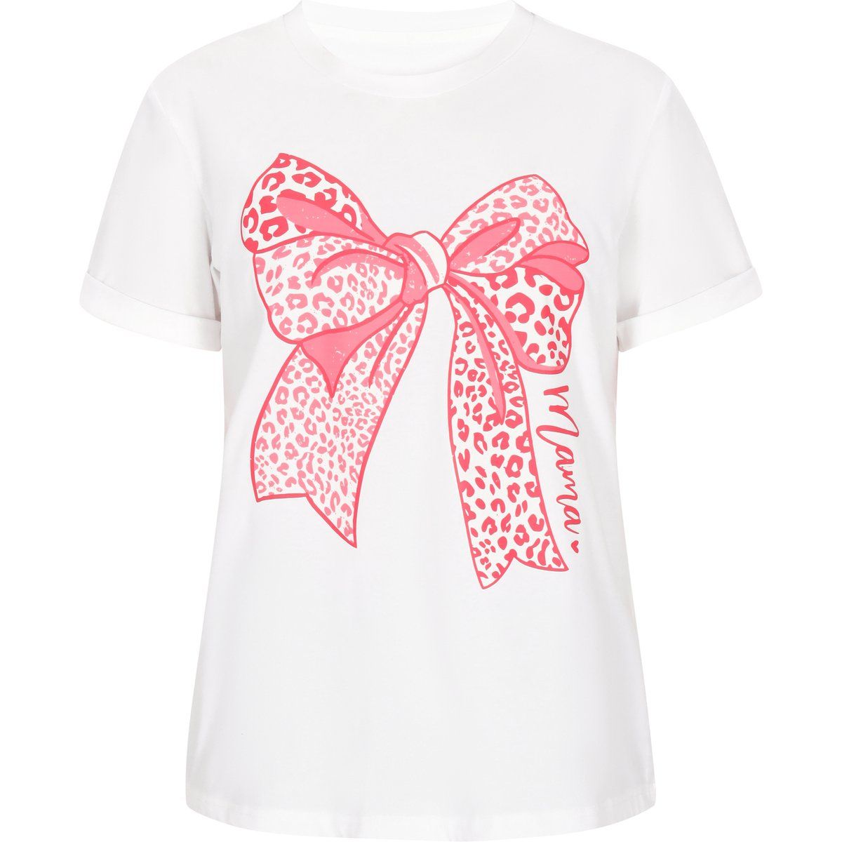 Lässiges Grafik-T-Shirt mit Leoparden-Schleife