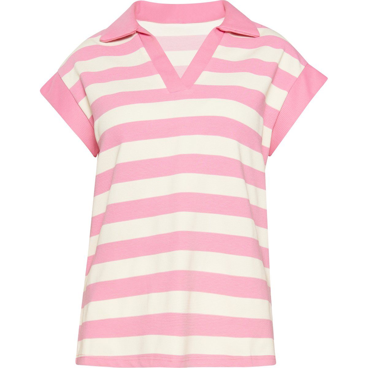 Gestreiftes Strick-Poloshirt mit kurzen Ärmeln