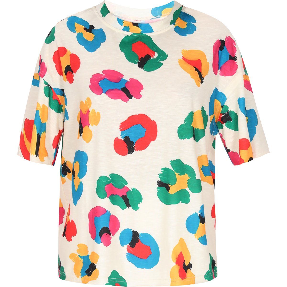 Buntes T-Shirt mit Leopardenmuster aus Baumwolle