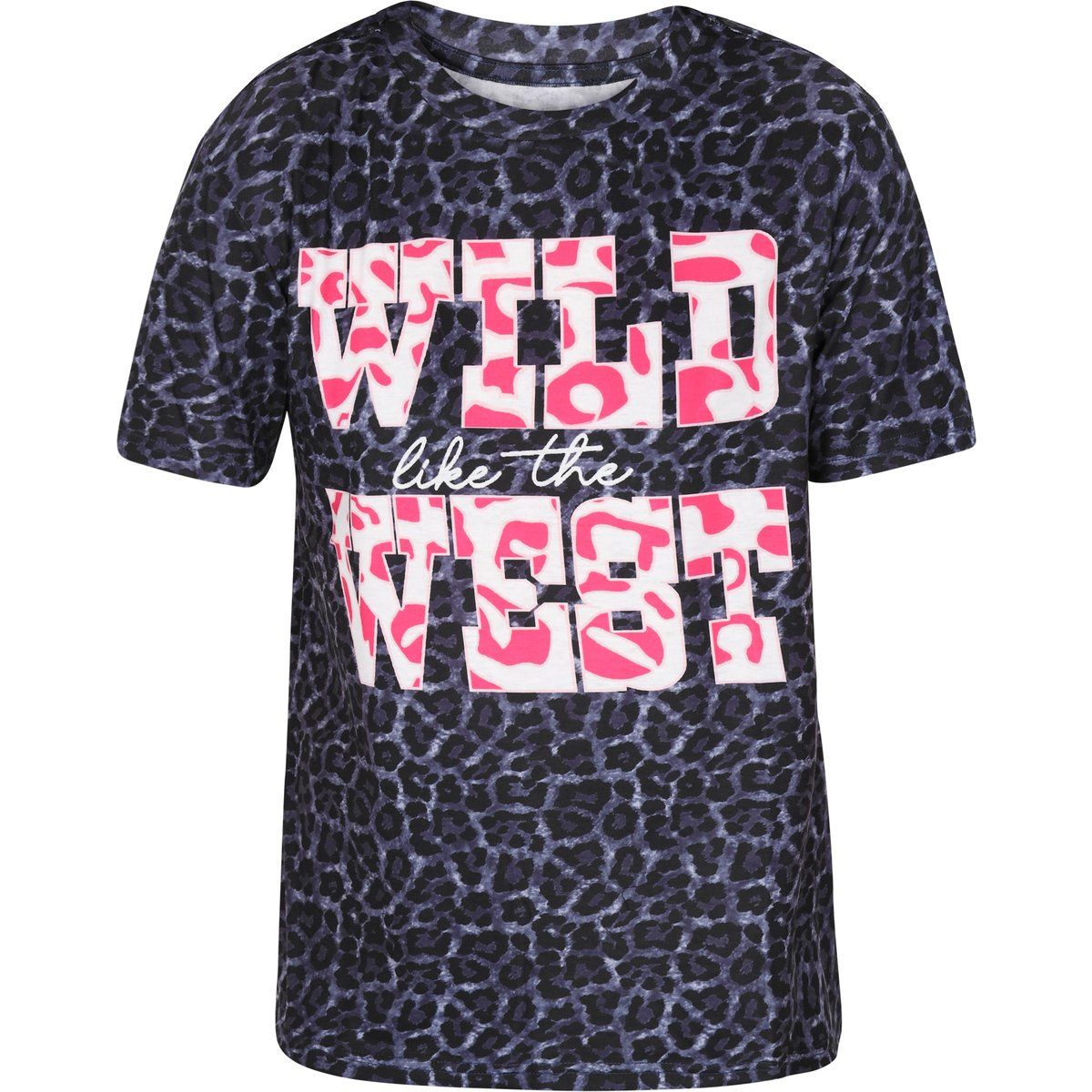 T-Shirt mit Leopardenmuster und Wild West Aufdruck