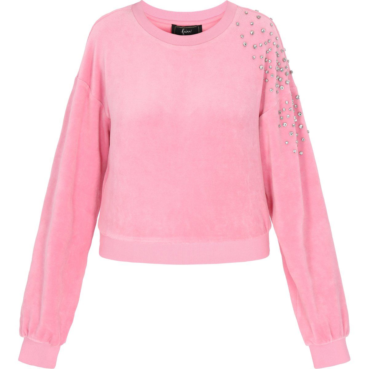Velours-Sweatshirt mit Strassverzierungen