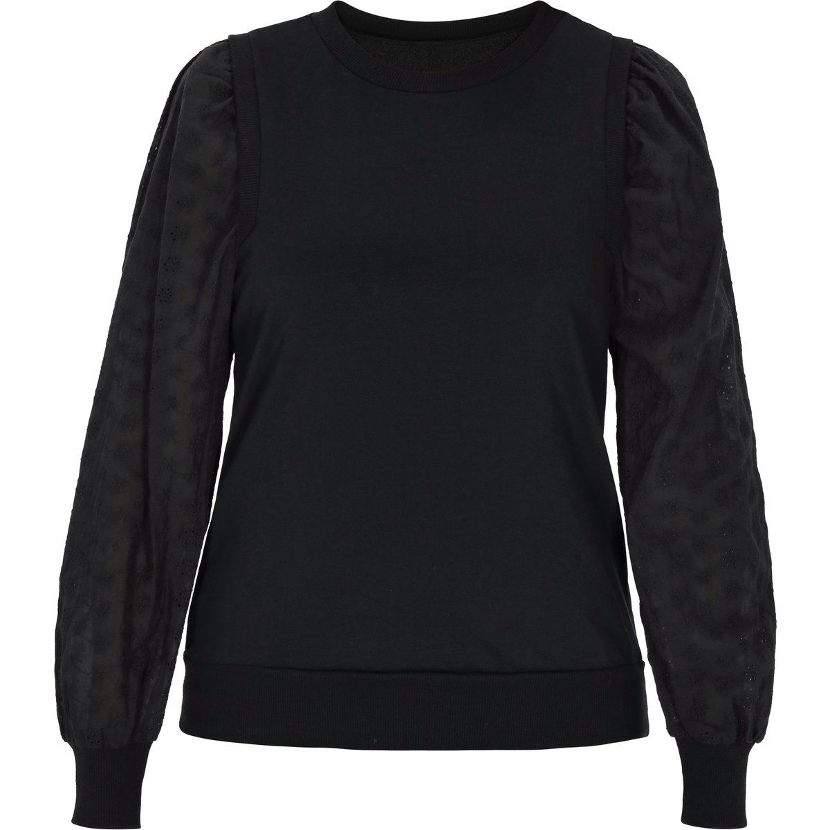 Schwarzes Langarmshirt mit Puffärmeln