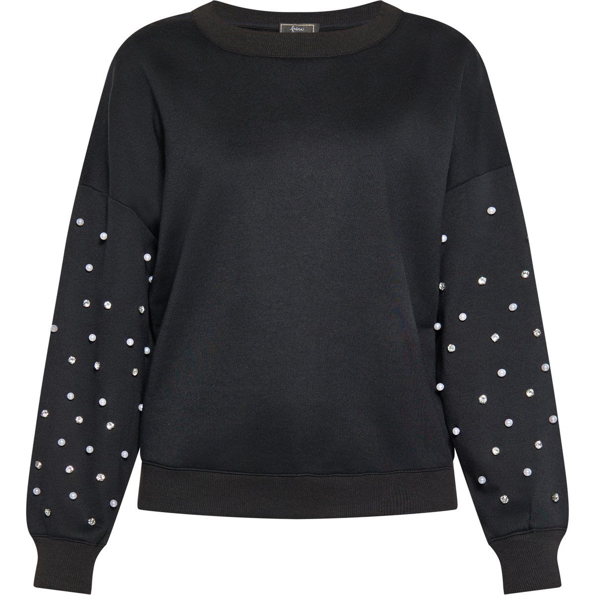Schwarzes Sweatshirt mit verzierten Ärmeln