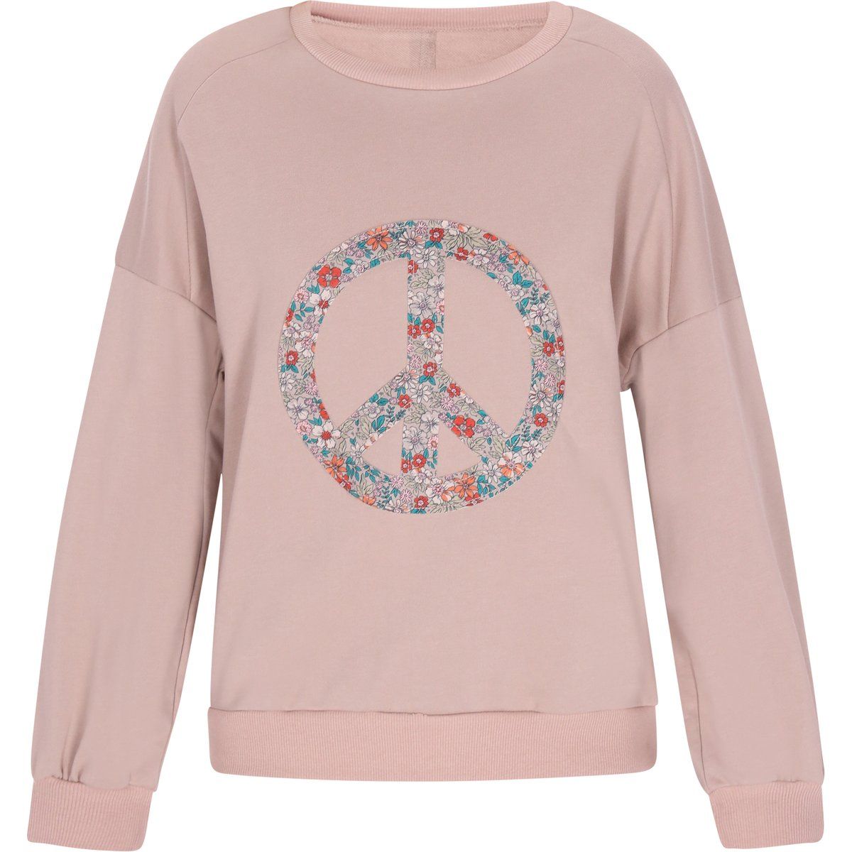 Sweatshirt mit Blumigem Friedenszeichen