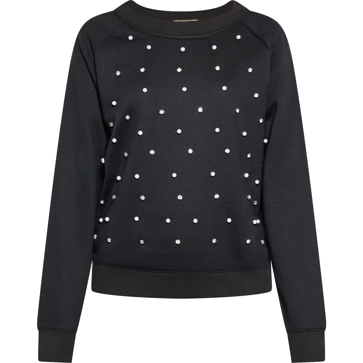 Strassverziertes Sweatshirt mit Rundhalsausschnitt