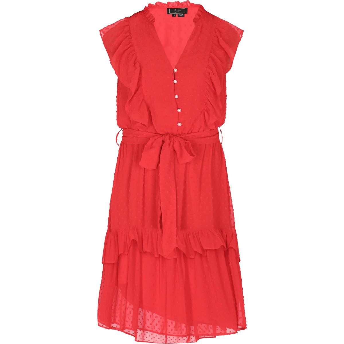 Gepunktetes Rüschen-Midikleid