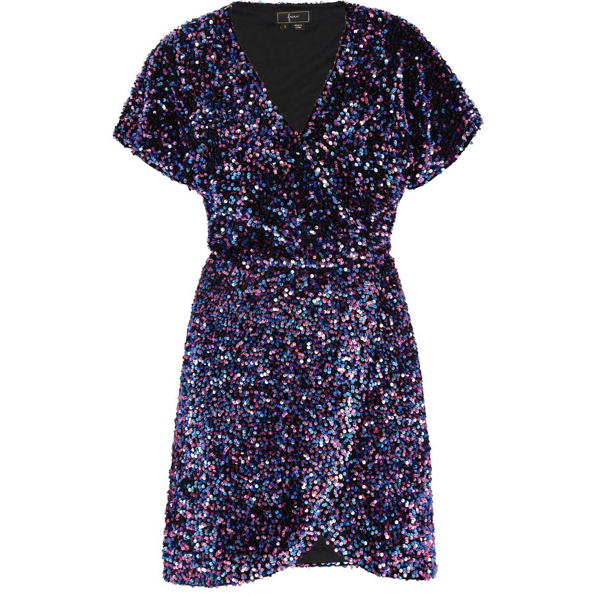 Paillettenverziertes Mini-Kleid mit V-Ausschnitt