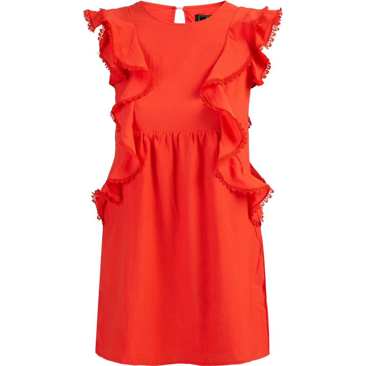 Gerüschtes Mini-Kleid mit Spitze
