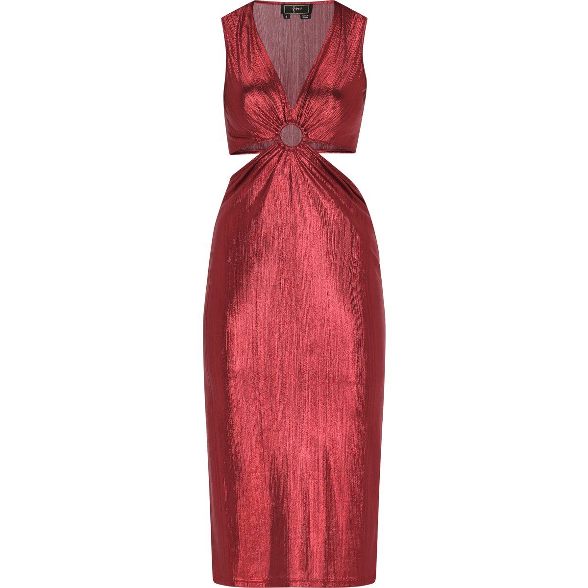 Metallic Strick Cutout Midikleid