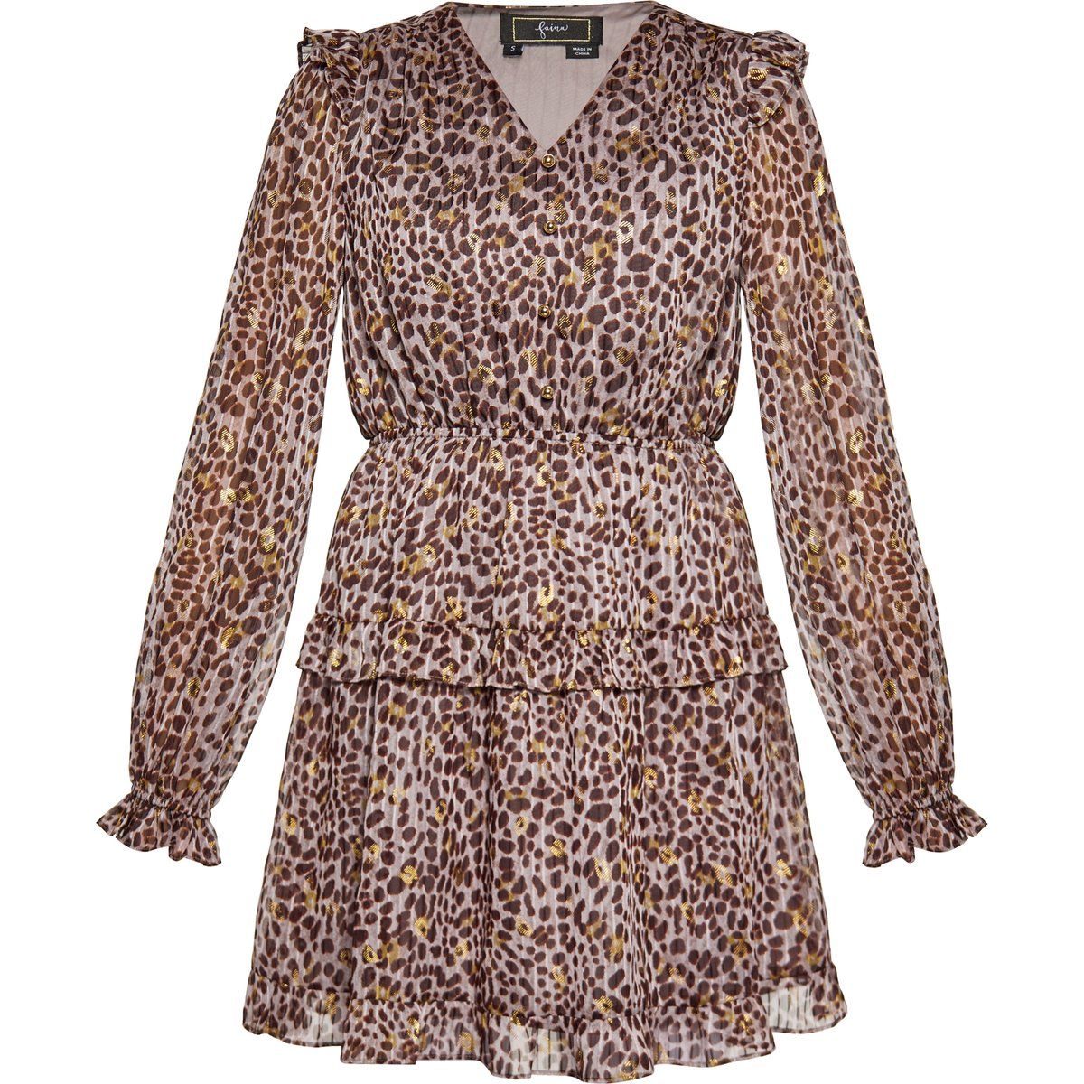 Mini-Kleid mit Animal-Print und Rüschen