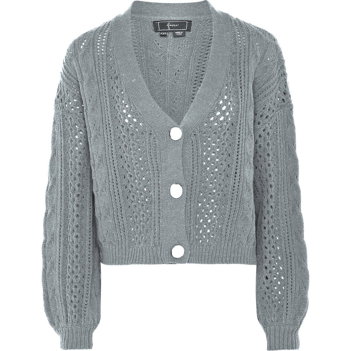 Faina Strickjacke Damen hellgrau melange