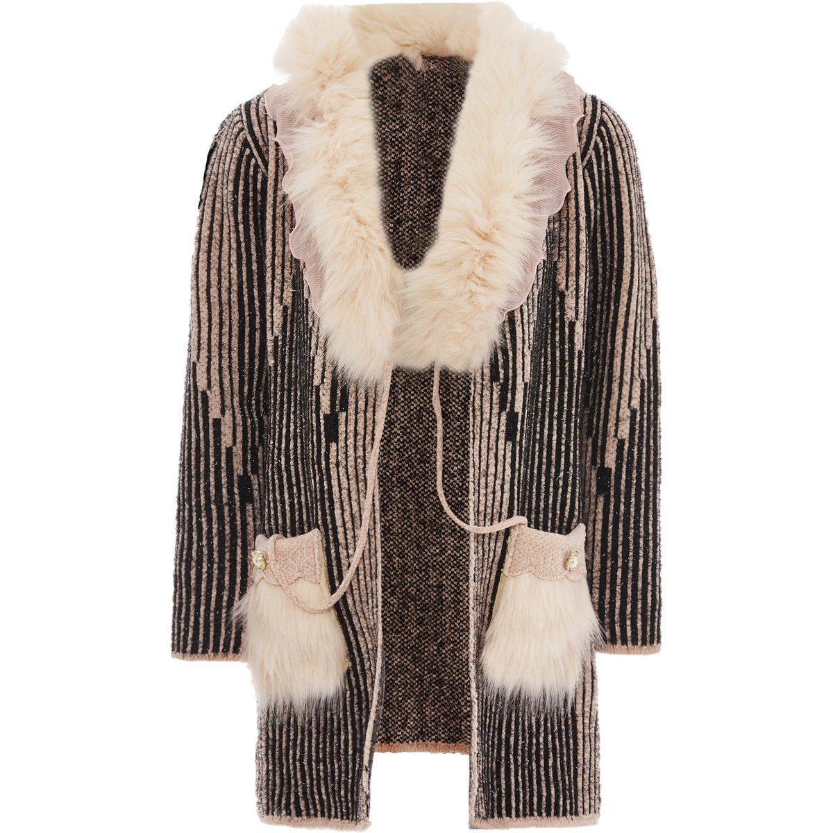 Faina Strickjacke Damen schwarz rosa