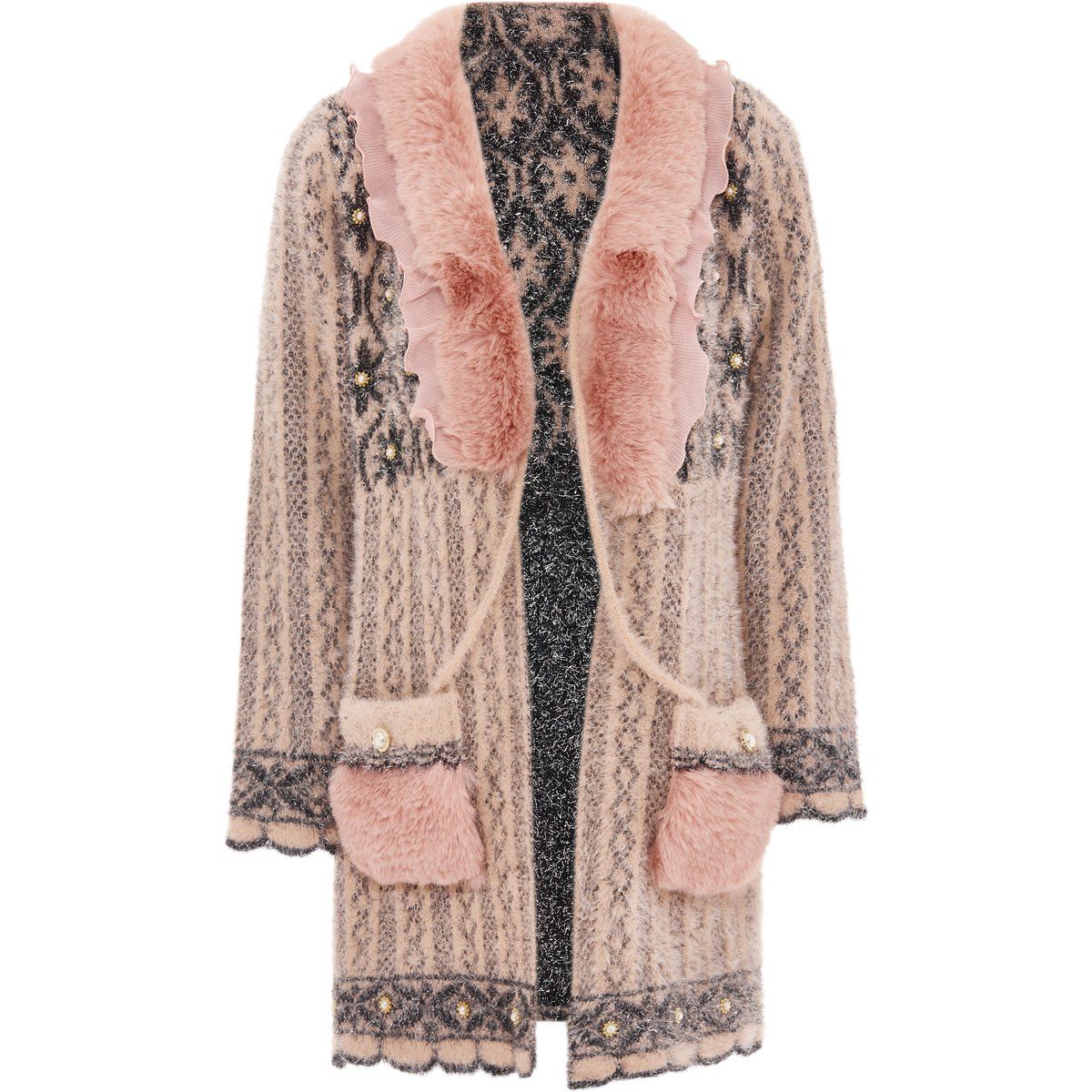 Faina Strickjacke Damen rosa/schwarz
