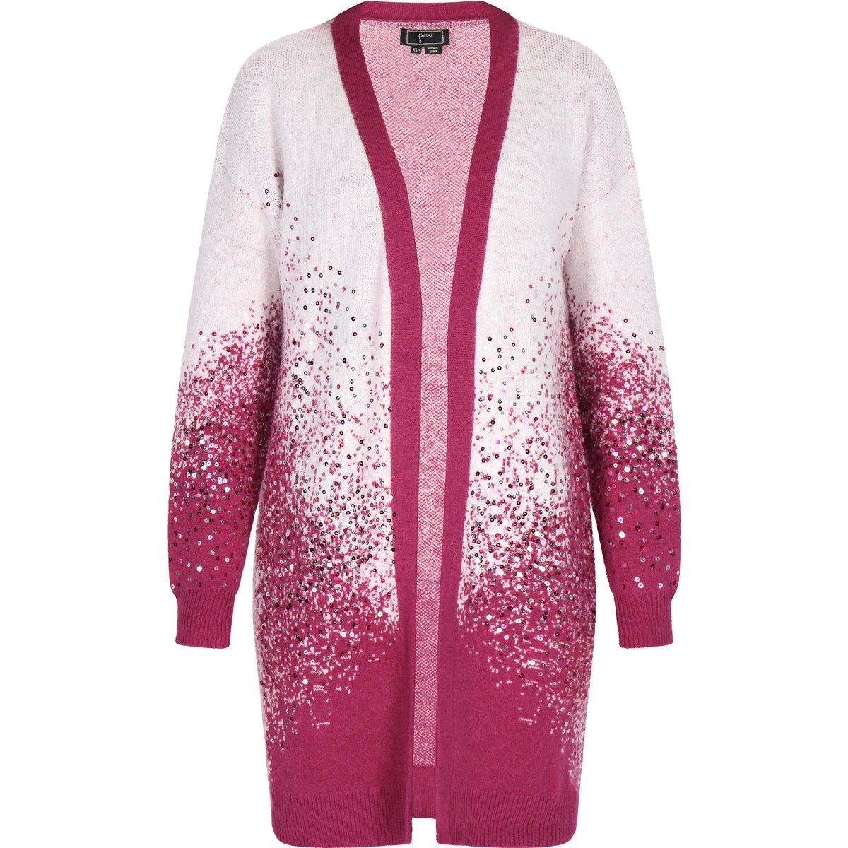 Strickjacke mit Ombre- und Paillettenverzierung