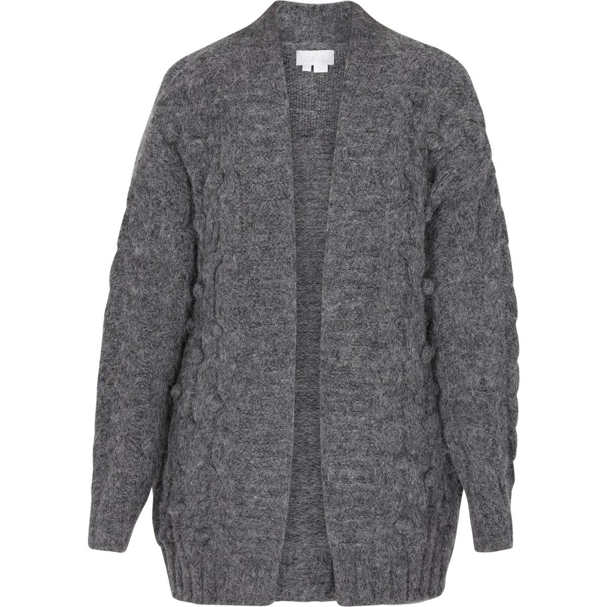 Strukturierte Strickjacke ohne Verschluss in Anthrazit