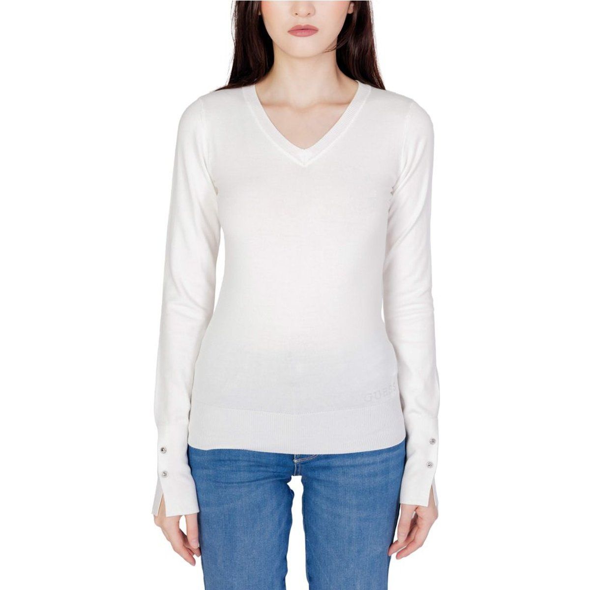 V-Ausschnitt Langarm Stricktop Modell Gu11479800008ro