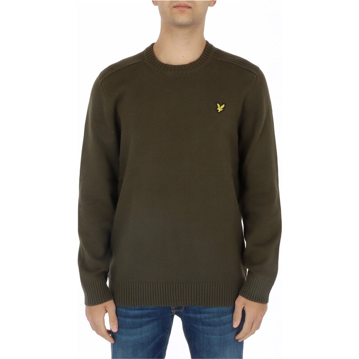 Klassischer olivgrüner Rundhals-Pullover