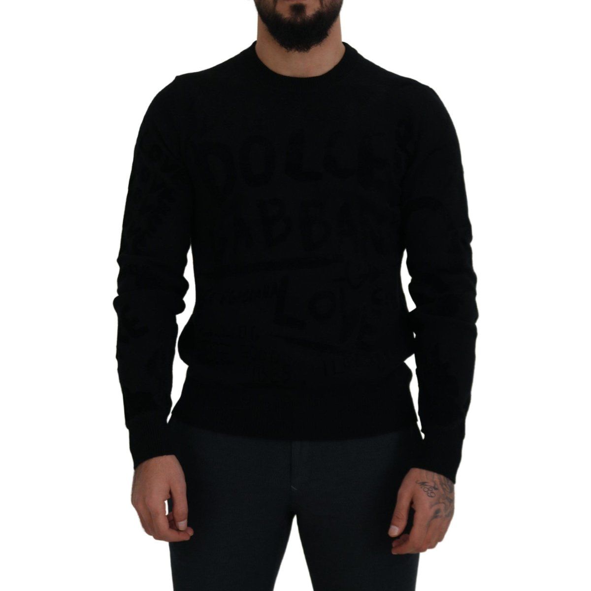Schwarzer Graffiti-Print Pullover Tsh83110