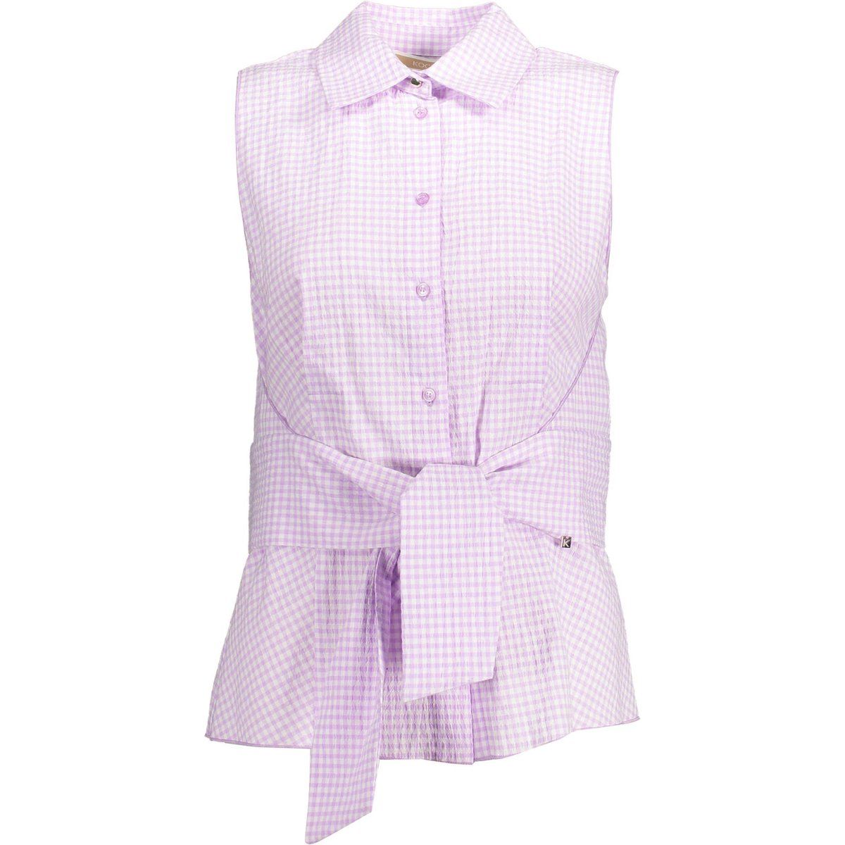 Ärmelloses Gingham-Top mit Bindegürtel