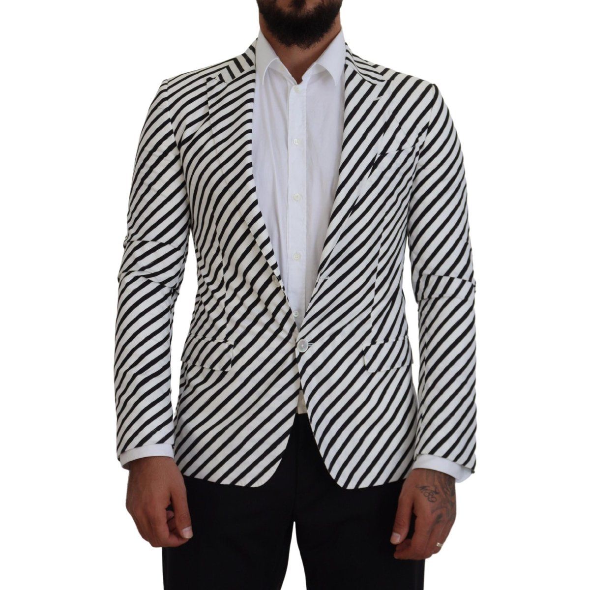 Gestreifter Einreiher Blazer mit Reverskragen