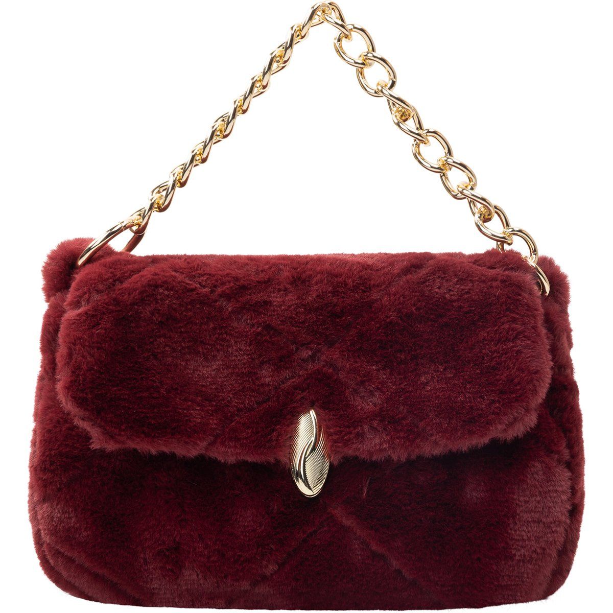 Faina Schultertasche aus Kunstfell Damen weinrot
