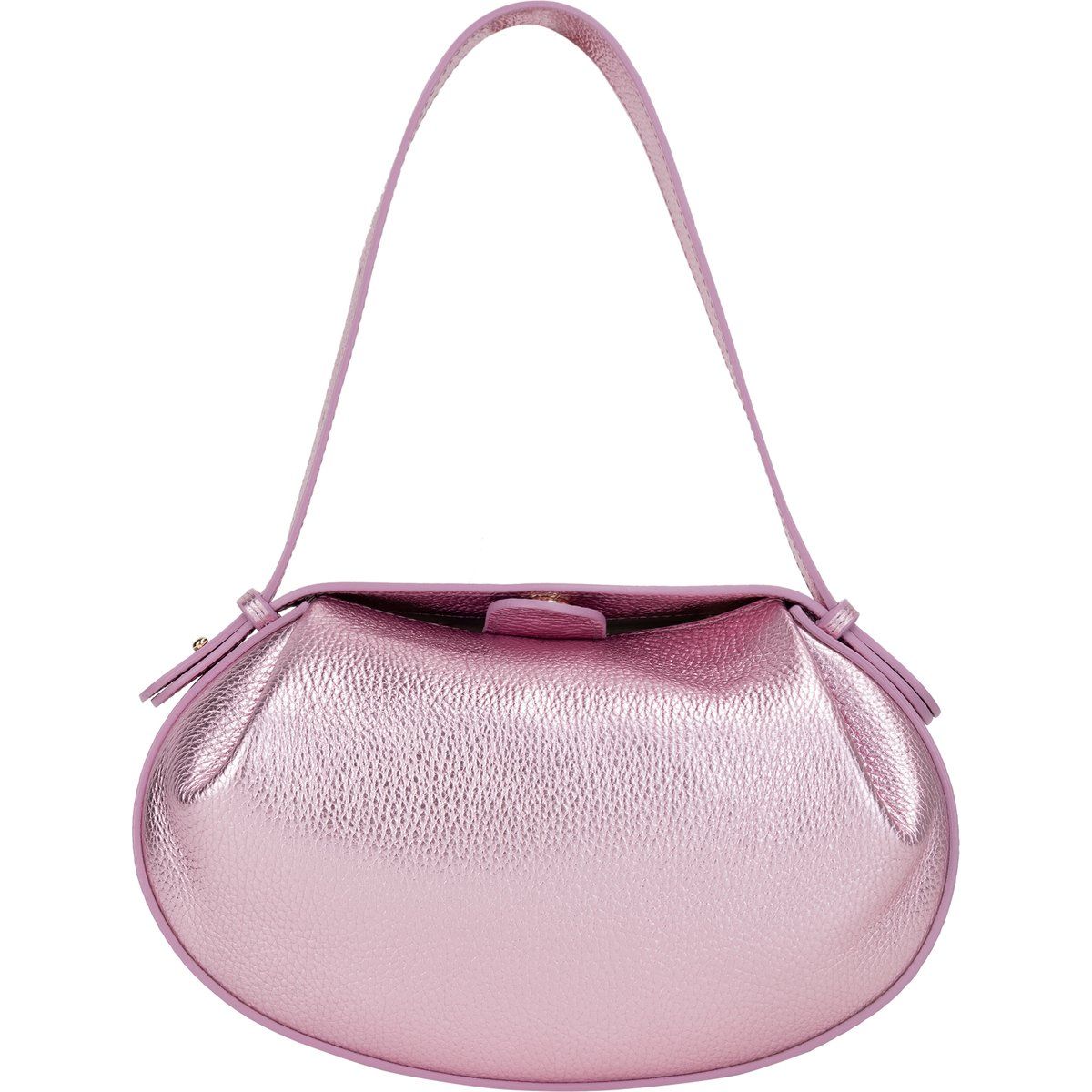 Runde Handtasche mit Metallic-Falten