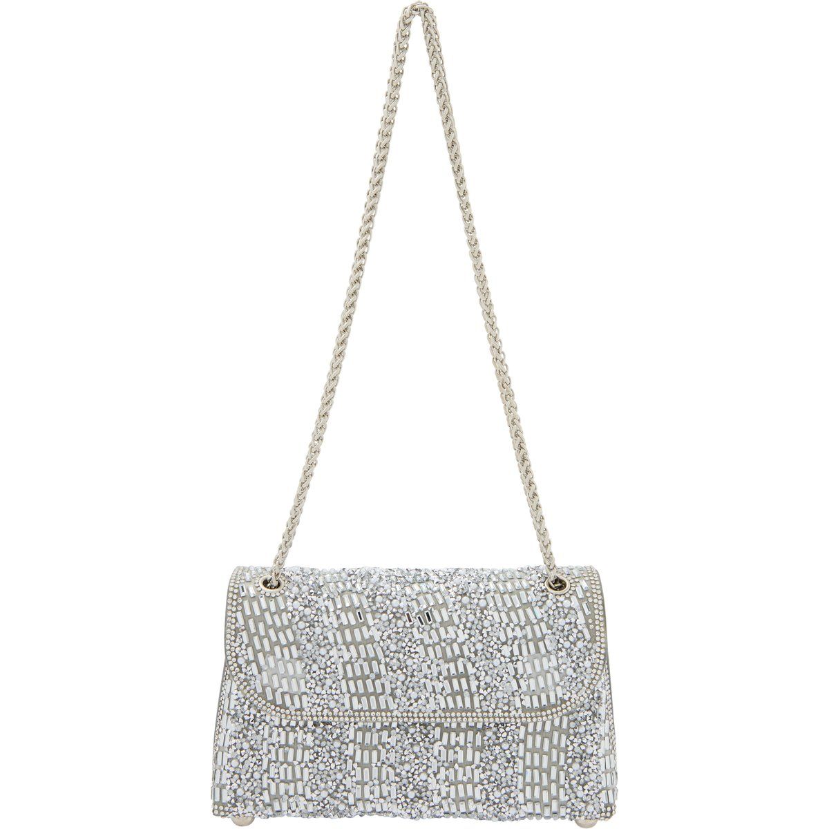 Verzierte Klappen-Schultertasche mit Kettenriemen
