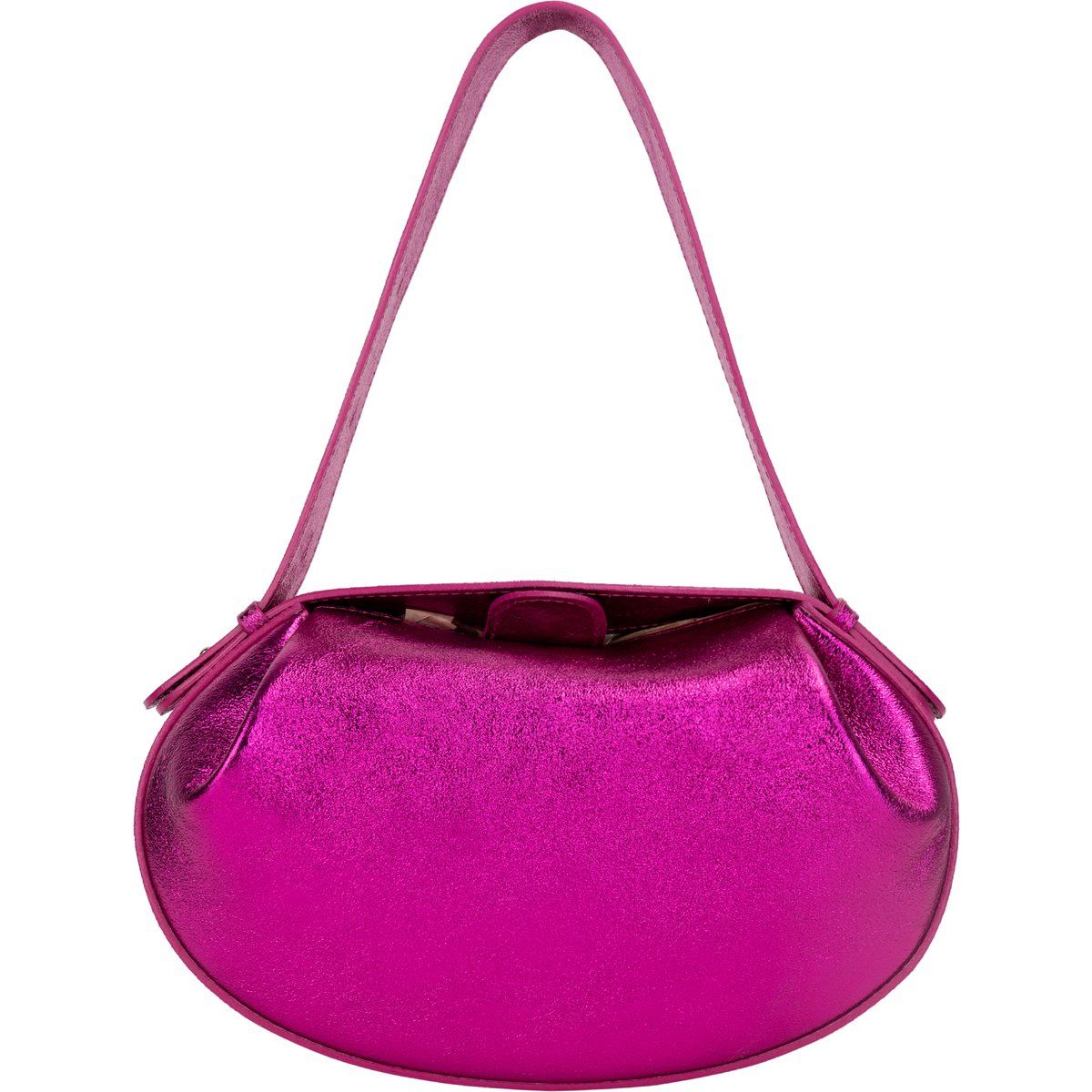 Metallic Fuchsia Schultertasche mit Riemen