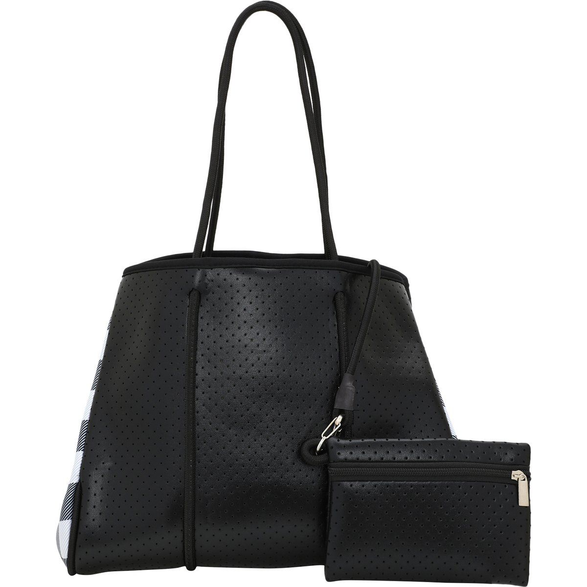 Perforierte schwarze Tote Bag mit Tasche