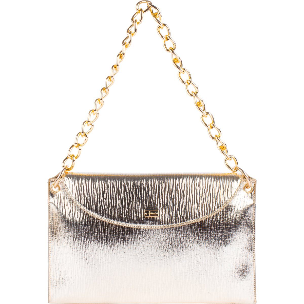 Metallische Abend-Clutch mit Kettenriemen