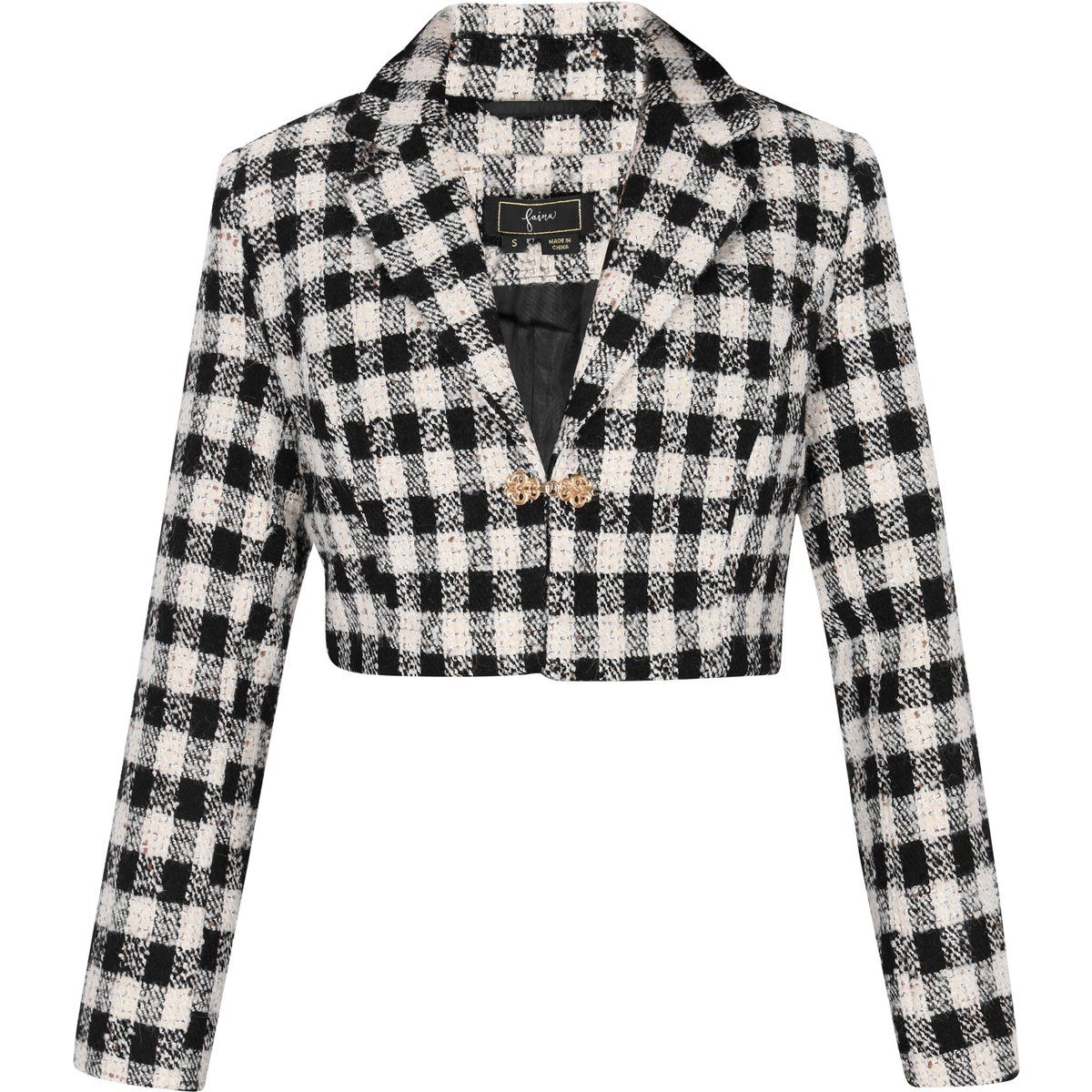 Elegante Gingham Tweed Kurzjacke