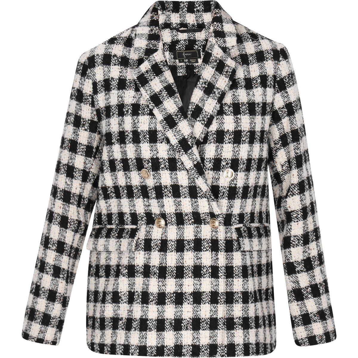 Elegantes doppelreihiges Blazer mit Gingham-Karomuster