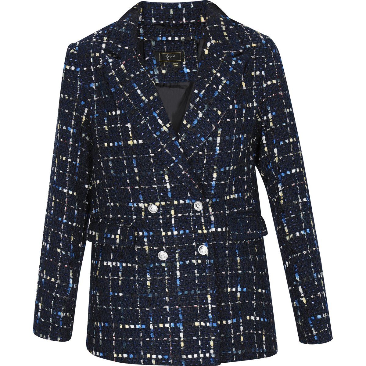 Tweed Zweireiher Blazer mit Taschen