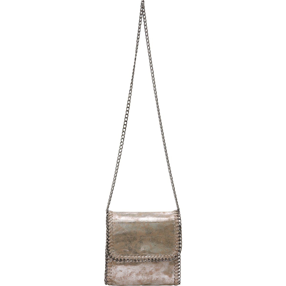 Metallic Silber Klappe Ketten Crossbody Tasche