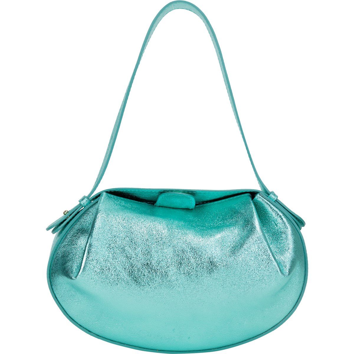 Runde metallische Handtasche mit Falten