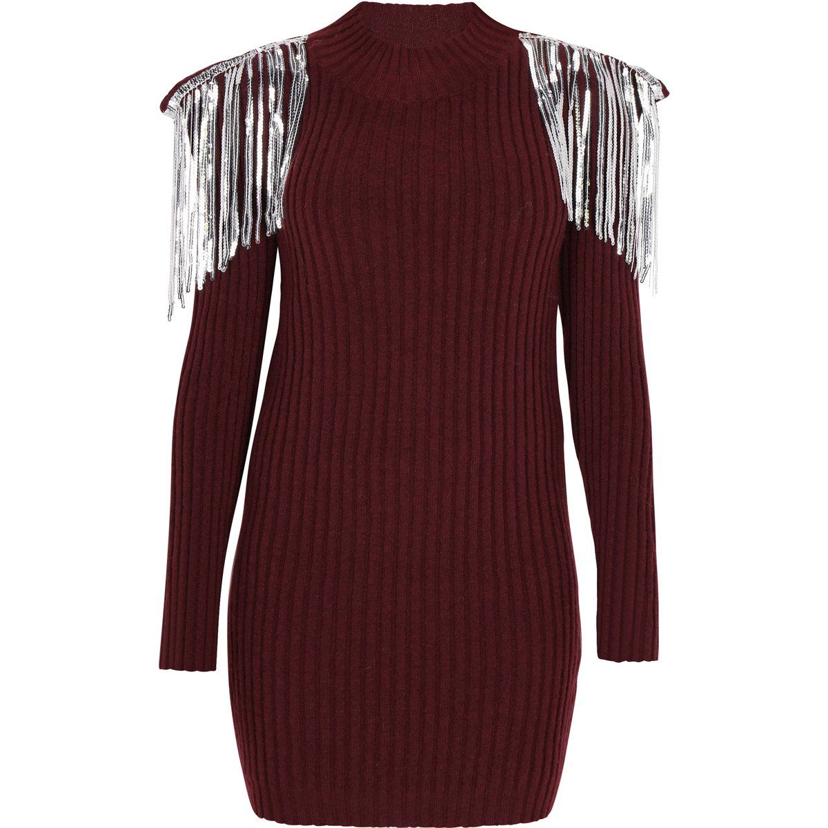 Elegantes geripptes Strick-Minikleid