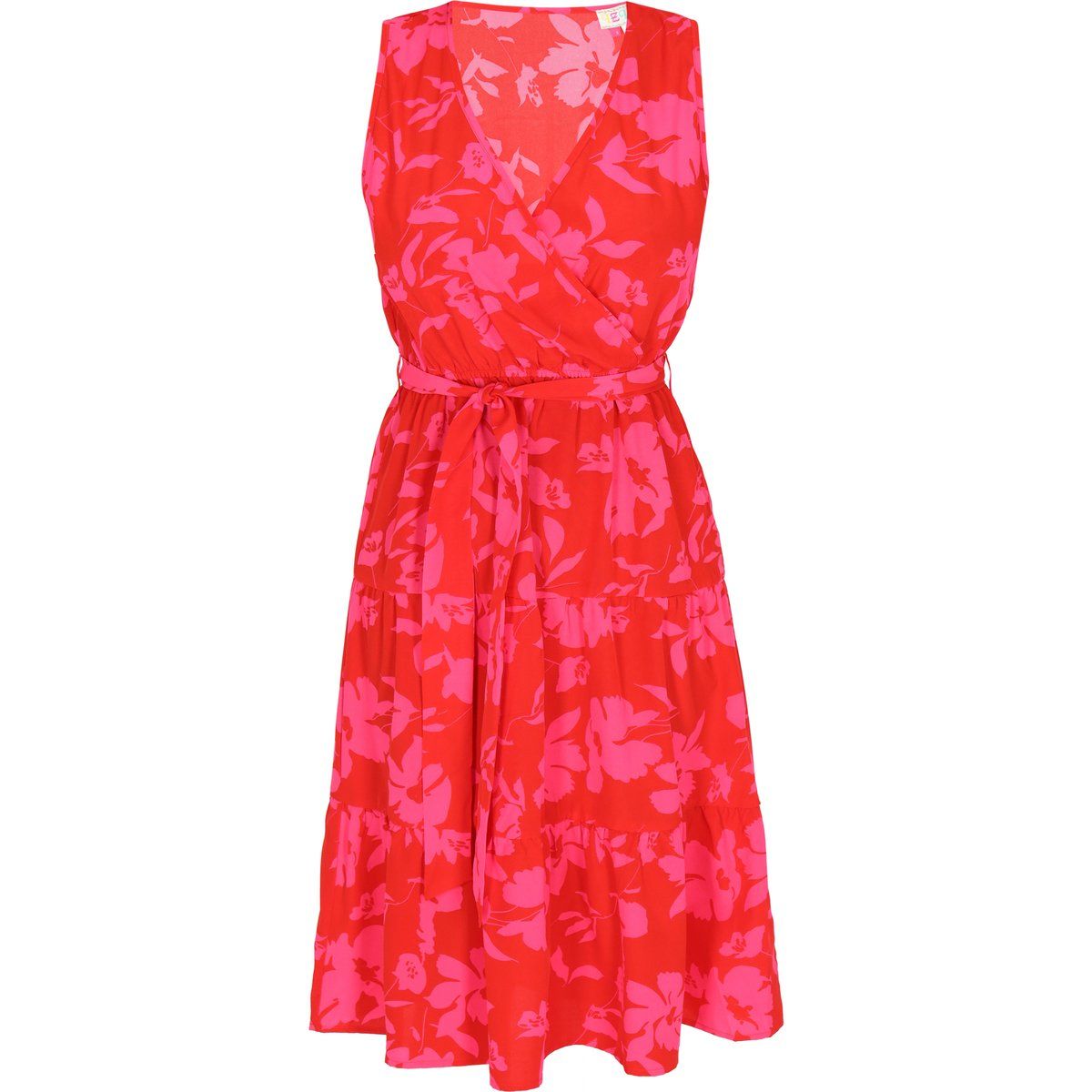 Ärmelloses Wickel-Midikleid mit Blumendruck