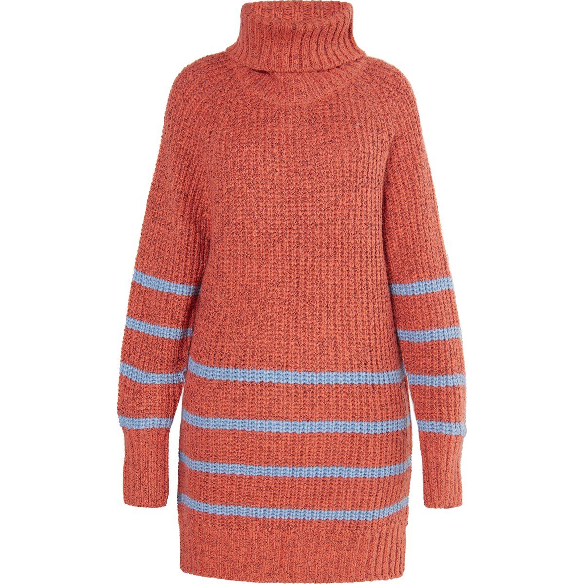 Gestreifter Rollkragenpullover aus Rippstrick