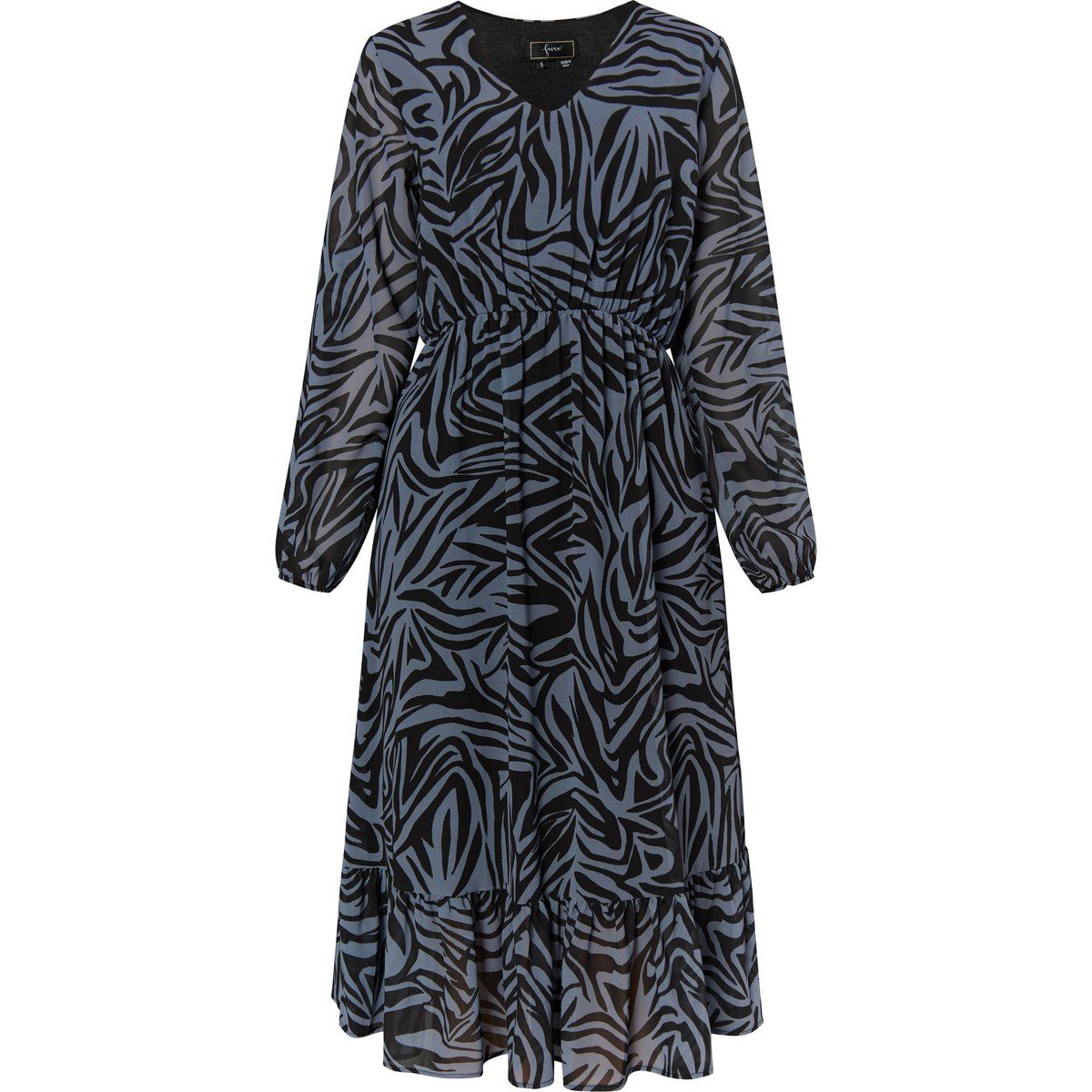 Zebra-Print Midikleid mit langen Ärmeln