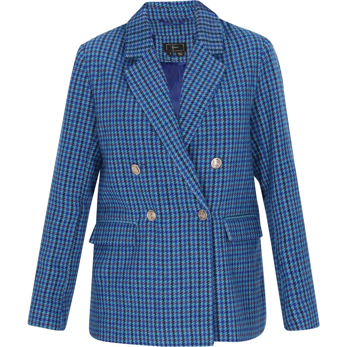 Zweireihiger Blazer mit Hahnentritt-Muster