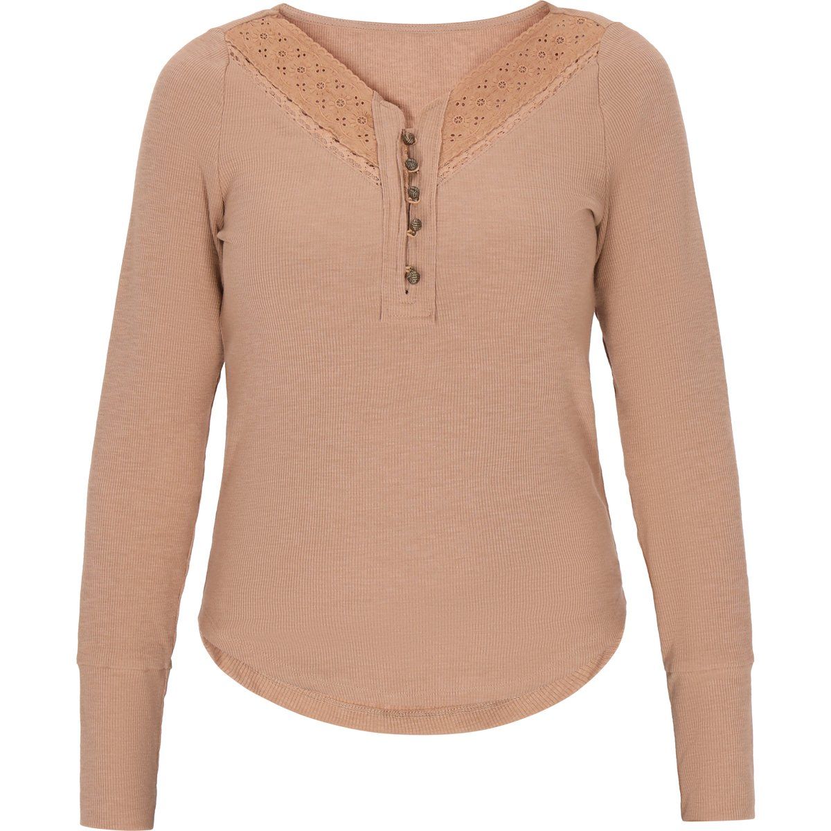Geripptes Langarmshirt aus Strick