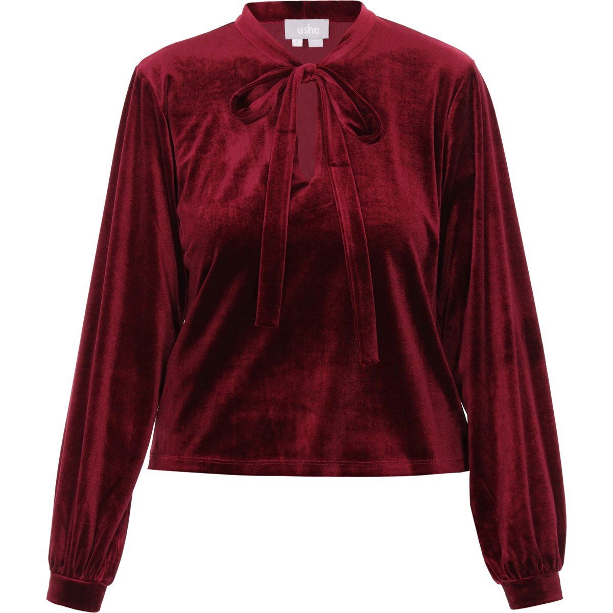 Elegante Samt Bluse mit Bindekragen