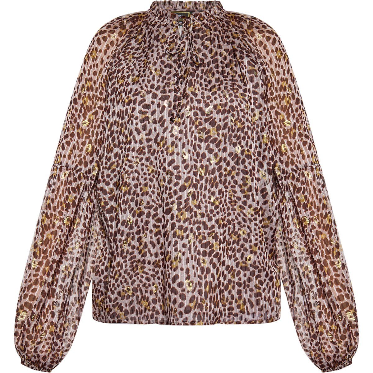 Chiffonbluse mit Animal-Print und Rüschen