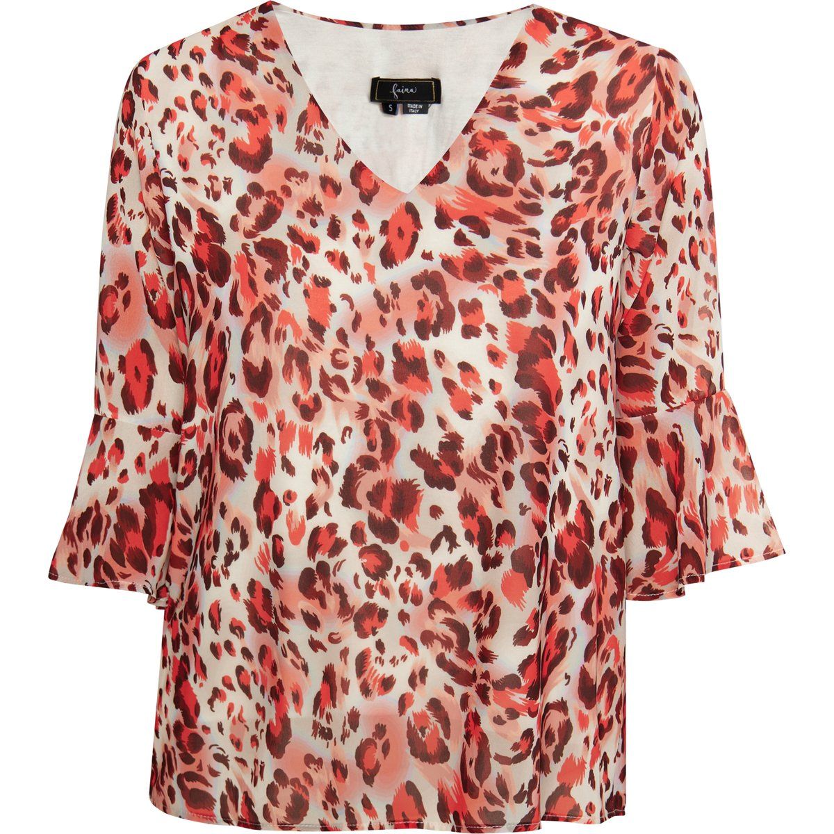 Bluse mit Animal Print und V-Ausschnitt