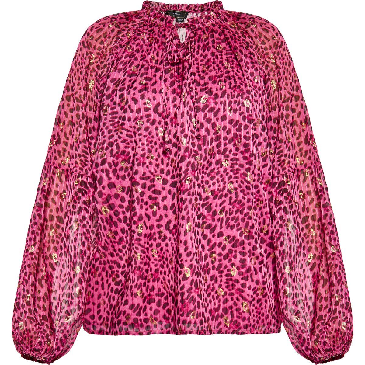 Rosa Chiffon Bluse mit Leopardenmuster