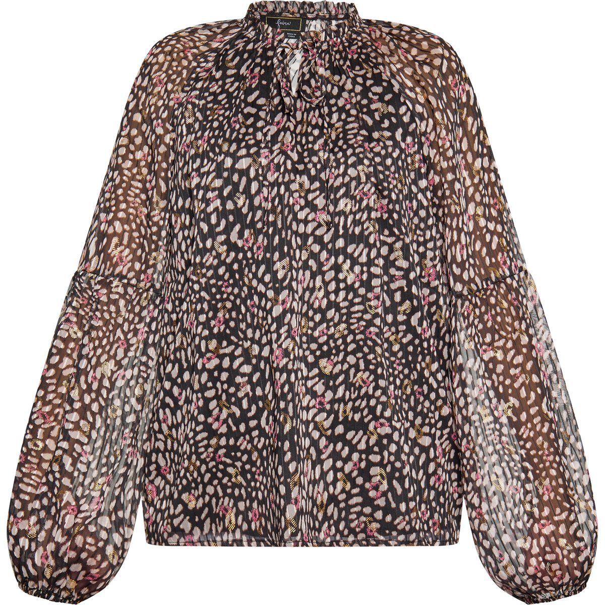 Chiffonbluse mit Animal-Print und Bindeband