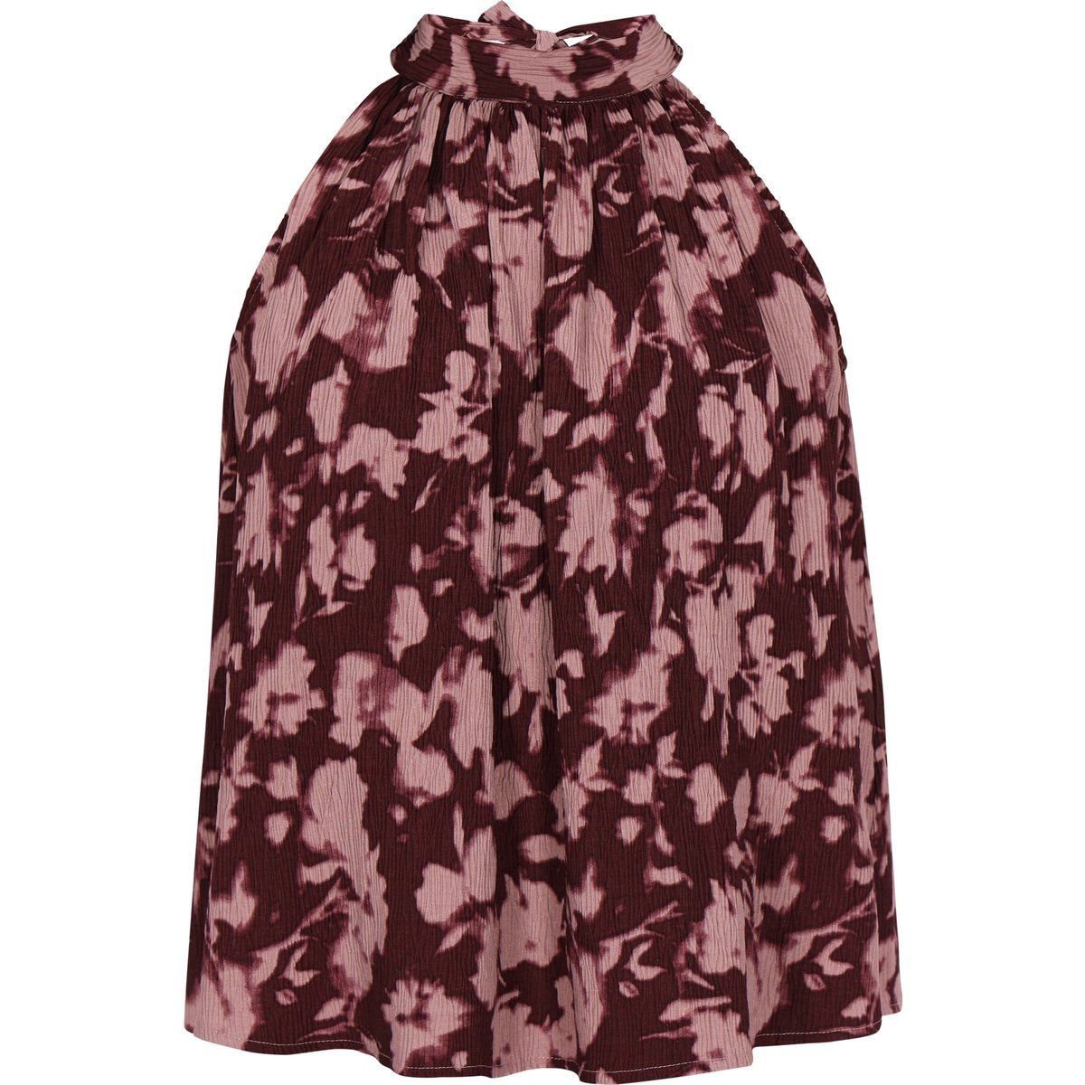 Neckholder-Bluse mit Blumendruck