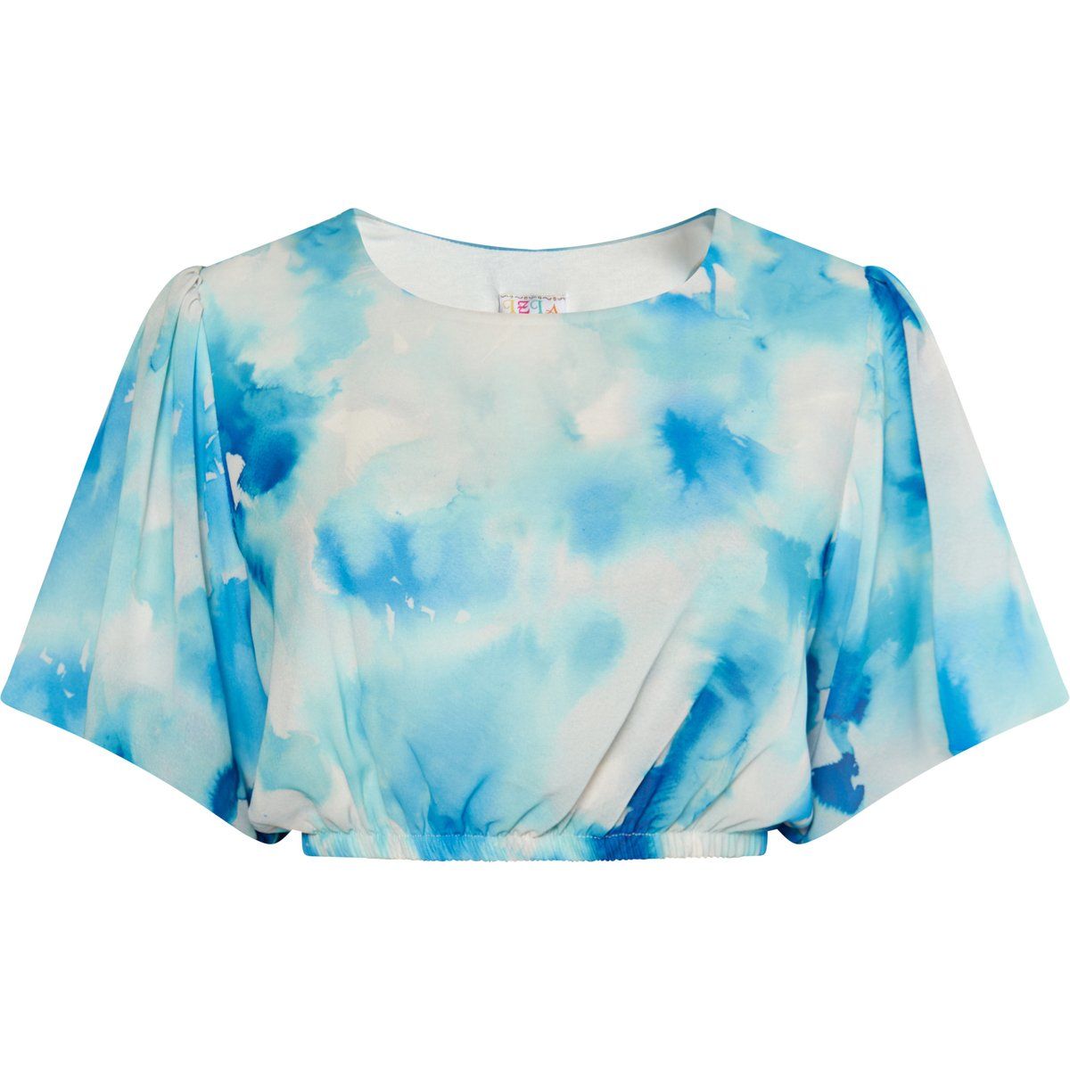 Blaues Crop-Top mit Aquarellmuster